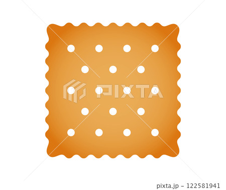 Square cracker. Sweet or salty biscuit cookie. Popular crunchy snack isolated on white background. Vector cartoon illustration 122581941