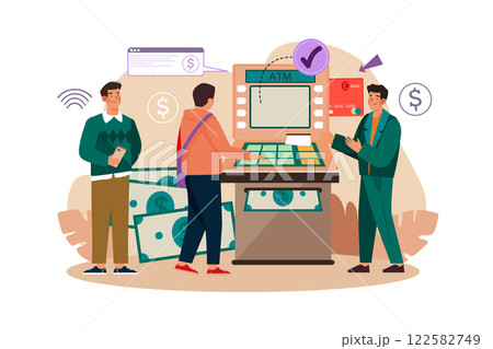 Consultant near Automated Teller Machine for Customers Consultant near Automated Teller Machine for Customers 122582749