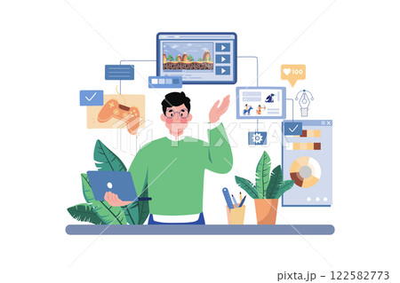 Video Game Designer Illustration concept on white background 122582773