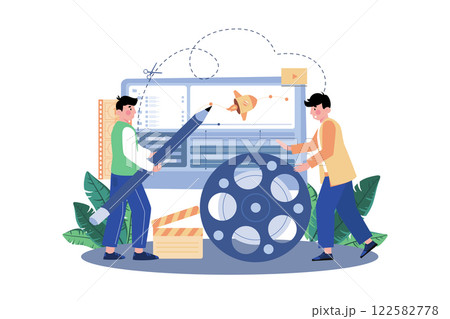 Motion Designer Illustration concept on white background 122582778