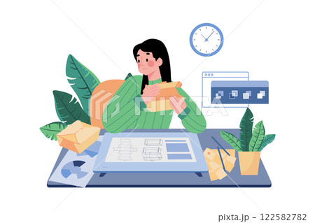 Packing Designer Illustration concept on white background 122582782