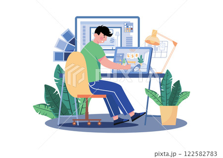 Interior Designer Illustration concept on white background 122582783