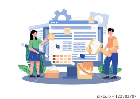 Web Designer Illustration concept on white background 122582787
