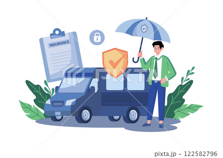 Van Insurance Illustration concept on white background 122582796