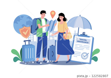 Travel Insurance Illustration concept on white background Travel Insurance Illustration concept on white background 122582807
