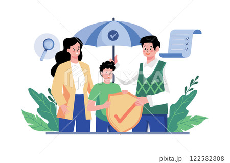Family Life Insurance Illustration concept on white background Family Life Insurance Illustration concept on white background 122582808