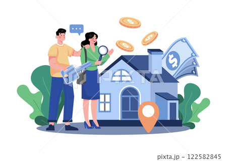 Couple Buying A New House Illustration concept on white background 122582845