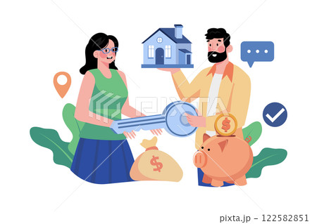 House Owner Gives The Key To The Tenant 122582851