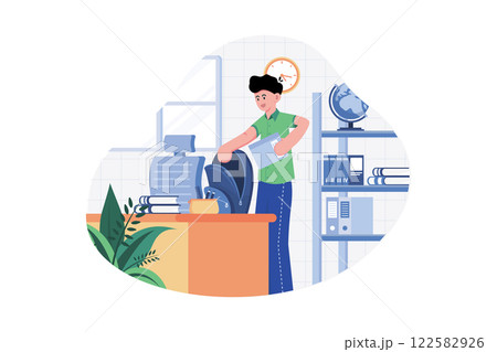 Boy Putting Books In School Bag 122582926