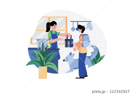 Mother Giving Lunchbox To Her Son 122582927