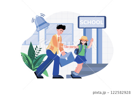 Father Dropping Off Daughter At School 122582928