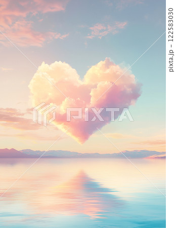 海に浮かぶハートの雲 122583030