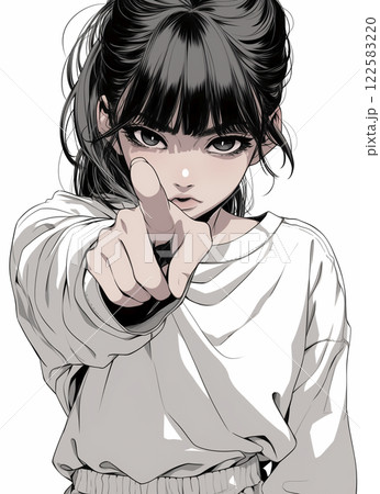 指さす女性のイラスト 指さす女性のイラスト 122583220