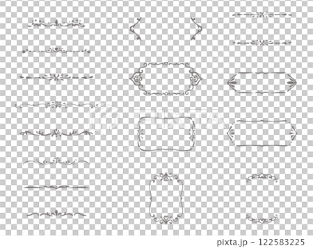 優雅時尚的手繪框架和線條插圖集 優雅時尚的手繪框架和線條插圖集 122583225