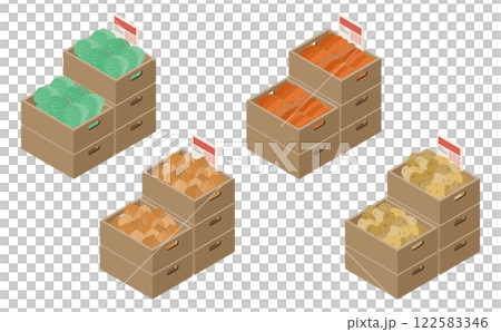 Isometric illustration: supermarket vegetable section 122583346