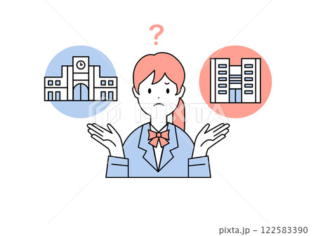 進路・志望校に悩む女子学生のイラスト素材 122583390