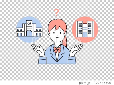 進路・志望校に悩む女子学生のイラスト素材 122583390
