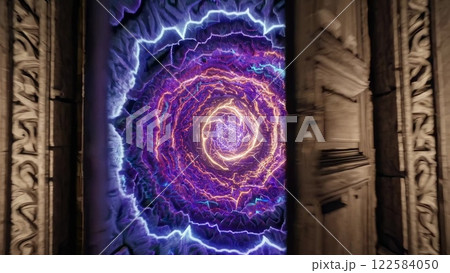 Galactic Corridor Journey through Ancient Doorway 122584050