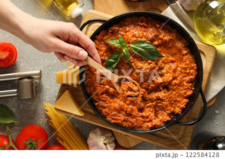 Bolognese sauce, concept of tasty and delicious food Bolognese sauce, concept of tasty and delicious food 122584128