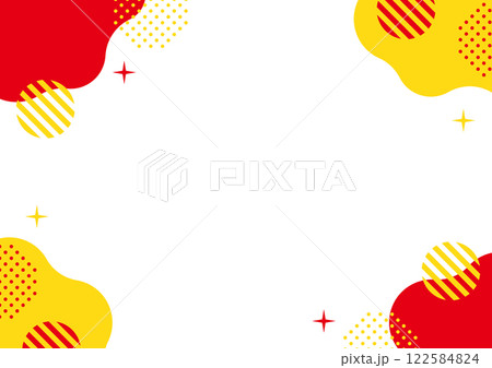 抽象的なフレーム 赤と黄色　水玉とキラキラ	 122584824