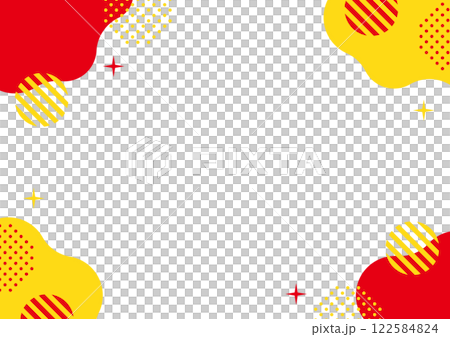 抽象的なフレーム 赤と黄色　水玉とキラキラ	 122584824