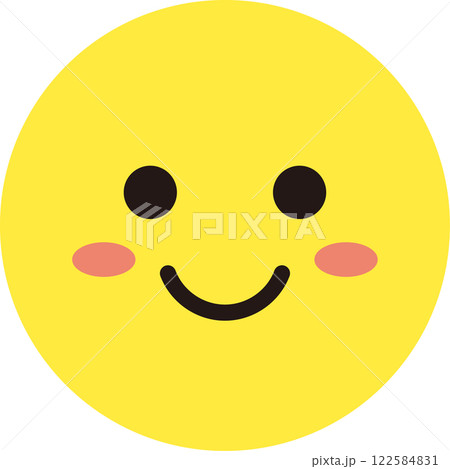 顔 表情 アイコン 黄色 シンプル 丸 単体 笑顔 ニコニコ	 122584831