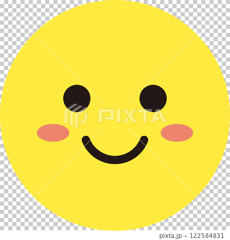 顔 表情 アイコン 黄色 シンプル 丸 単体 笑顔 ニコニコ	 122584831
