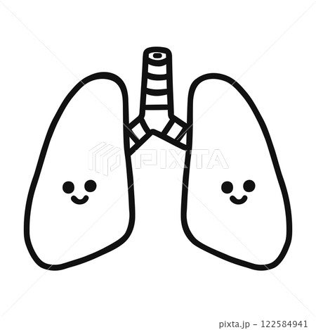 かわいい肺　線画 122584941