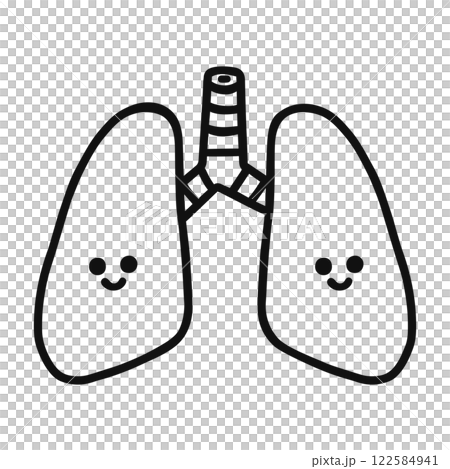 かわいい肺　線画 122584941
