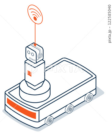 3d Isometric AGV robot, or Automated Guided Vehicle, a driverless robot that moves materials around a facility. vector illustration eps10. 122585040
