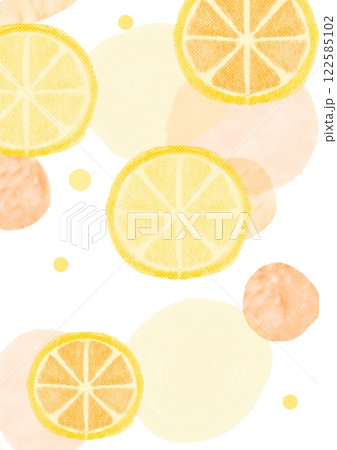 スライスしたオレンジとレモンの壁紙イラスト スライスしたオレンジとレモンの壁紙イラスト 122585102