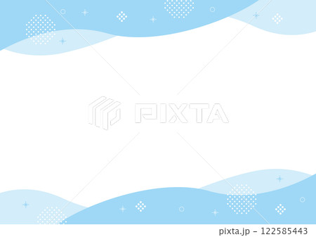 抽象的　フレーム 波　ウェーブ 水色　キラキラ	 122585443