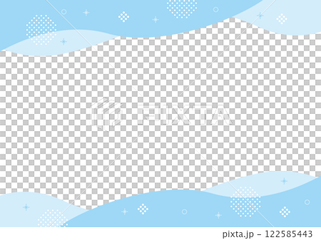 抽象的　フレーム 波　ウェーブ 水色　キラキラ	 122585443