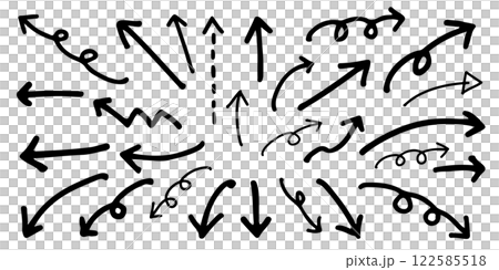 Handwritten arrows, black, simple, set 122585518