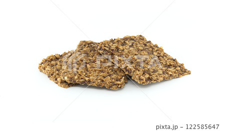 Three delicious flax seed crackers, perfect for a healthy and satisfying snack. 122585647
