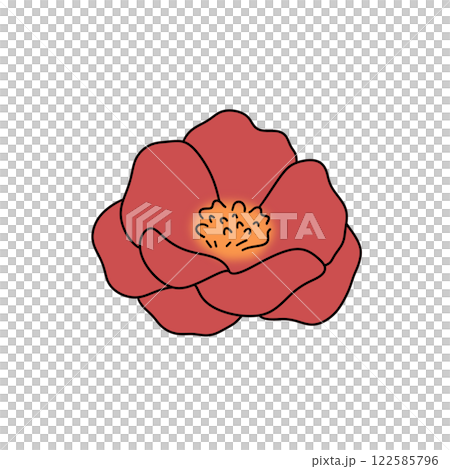 A red flower with a yellow center 122585796
