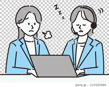 在呼叫中心接受指示_打瞌睡 122585860