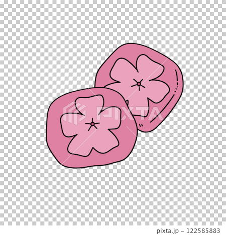 Two pink flowers are on a white background 122585883