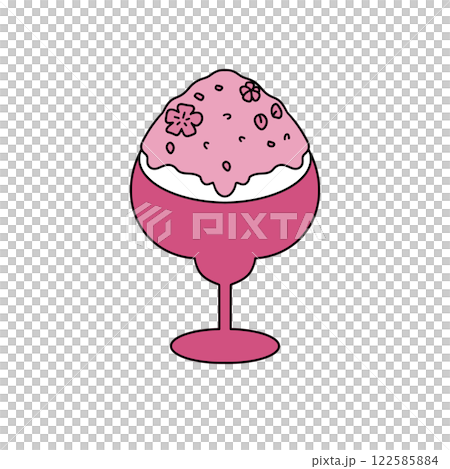 A pink glass with a pink frosting and a flower design on it A pink glass with a pink frosting and a flower design on it 122585884