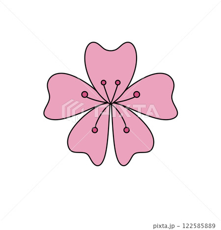 A pink flower with five petals and a white background A pink flower with five petals and a white background 122585889