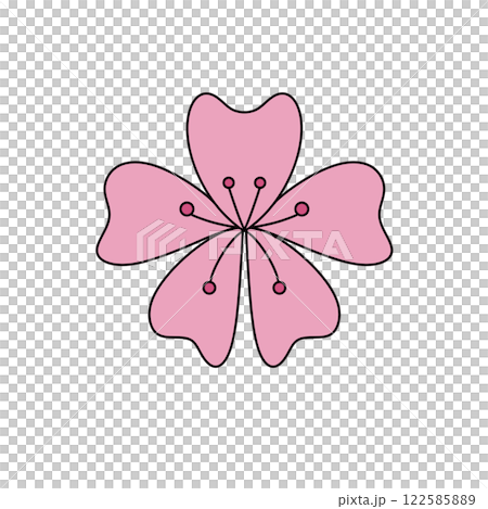 A pink flower with five petals and a white background A pink flower with five petals and a white background 122585889