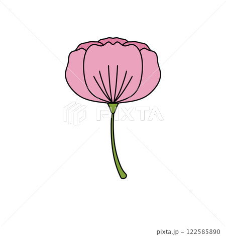 A pink flower with a green stem 122585890