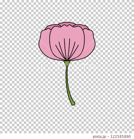 A pink flower with a green stem 122585890