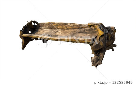 Wooden bench isolated on white background. vintage park bench and clipping path. Wooden bench isolated on white background. vintage park bench and clipping path. 122585949