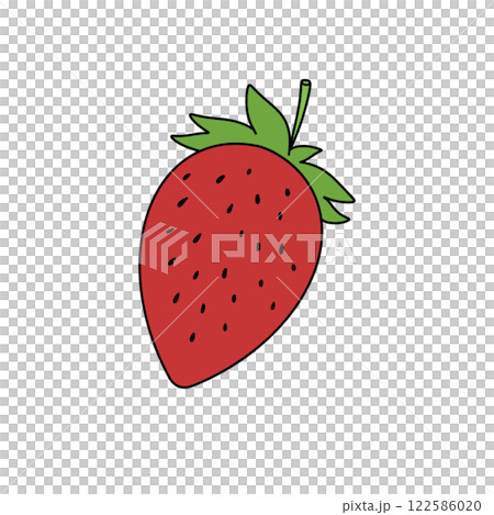A red strawberry with green leaves A red strawberry with green leaves 122586020