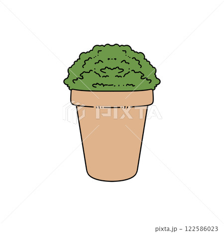 A cartoon drawing of a plant in a pot 122586023