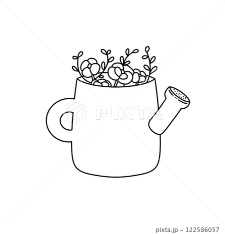 A white mug with a flowery design sits on a white background A white mug with a flowery design sits on a white background 122586057