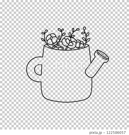 A white mug with a flowery design sits on a white background A white mug with a flowery design sits on a white background 122586057
