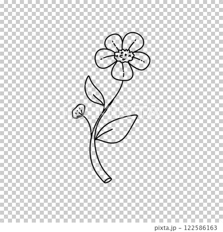 A flower with a stem is drawn in black A flower with a stem is drawn in black 122586163