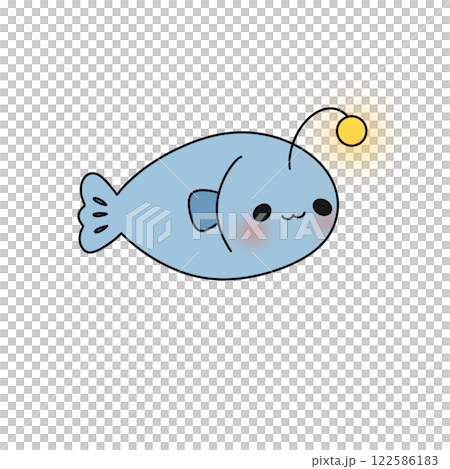 A cartoon fish with a yellow light on its head A cartoon fish with a yellow light on its head 122586183